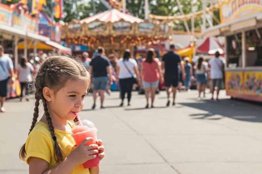 dziewczynka pijąca napój slushy