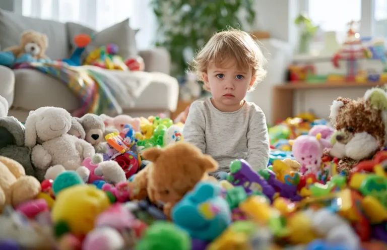 dziecko ze zbyt dużą ilością zabawek