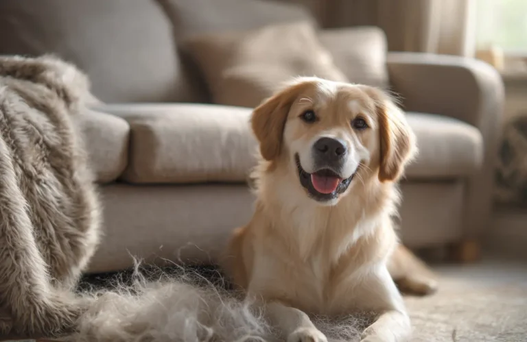 nieporządek w domu z uwagi na futro psa