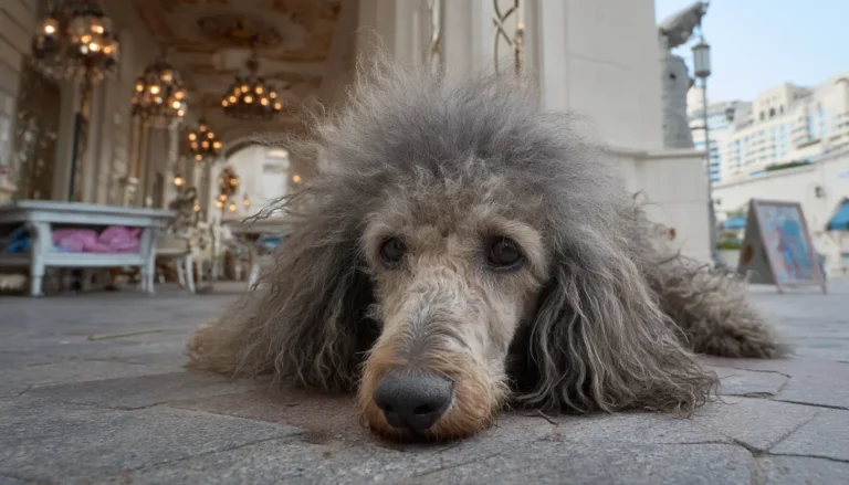 porzucony pies w bogatej okolicy